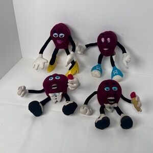 California Raisin Soft Bendable Characters Set of 4 VTG Applause 1988 Plush Toy
